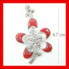 .925 Sterling Silver Red CZ Flower Pendants