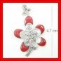 .925 Sterling Silver Red CZ Flower Pendants