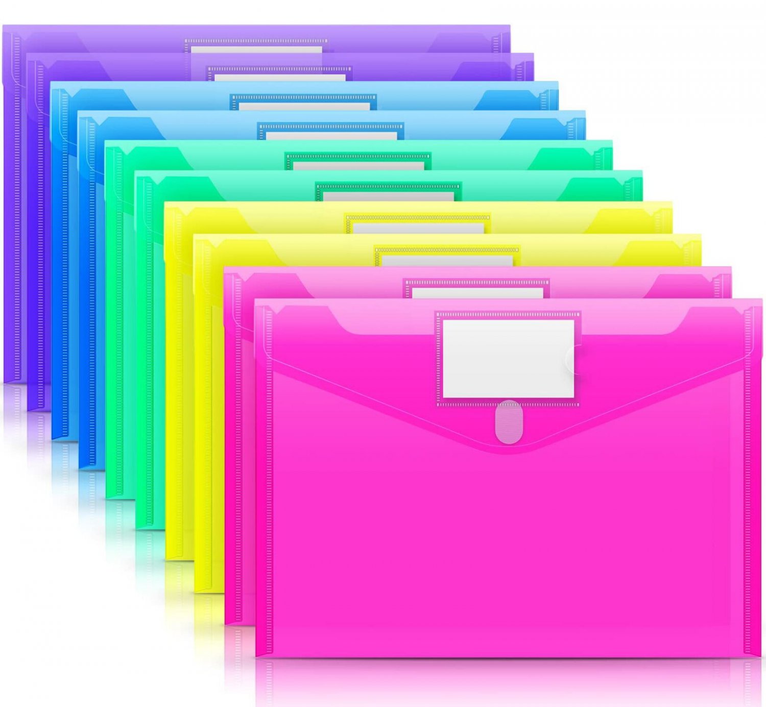 Sooez 10 Pack Plastic Envelopes Poly Envelopes, Clear Document Folders File Fold