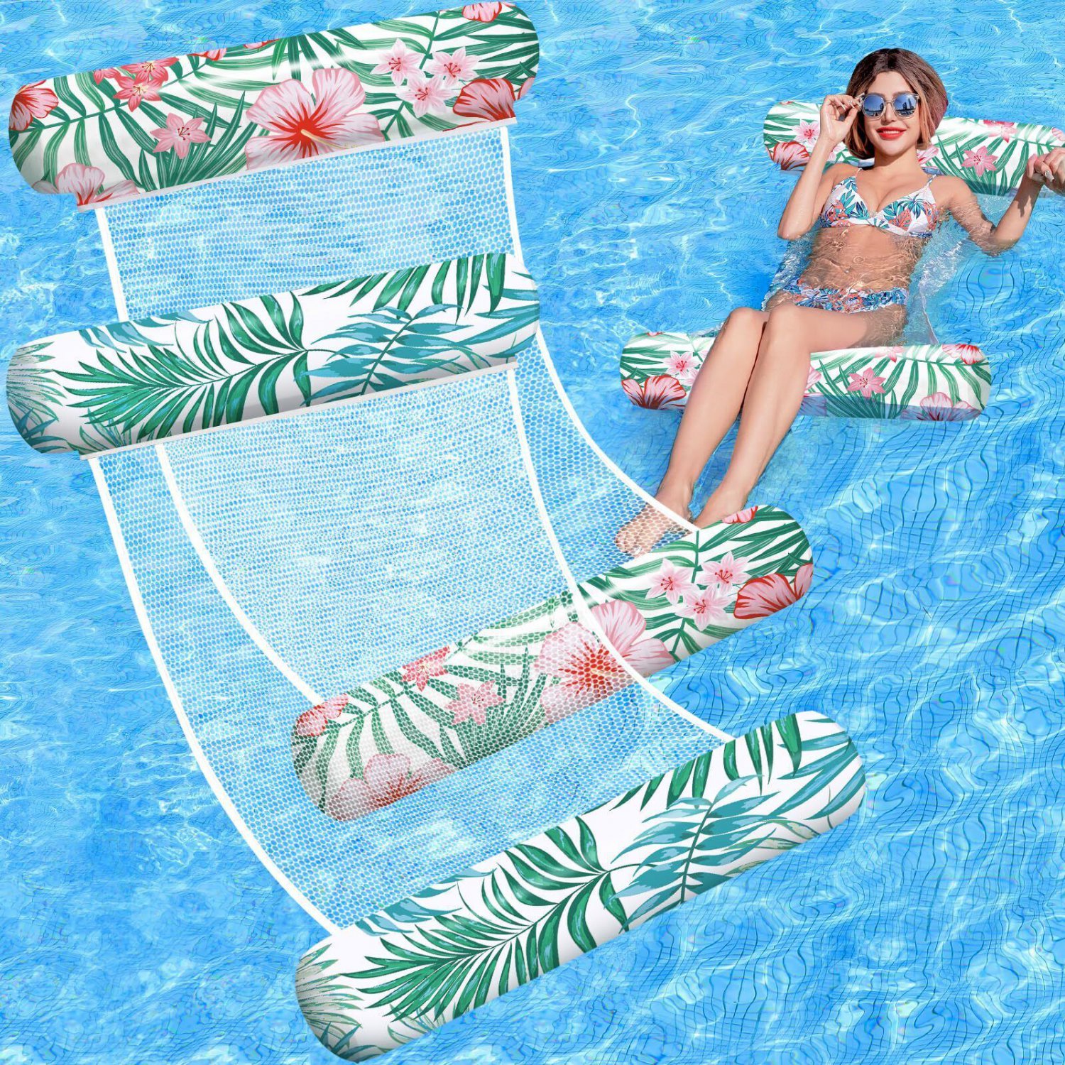 Flutuadores Para Piscina 2 Em 1 - Rede E Espreguiçadeira Inflável Para Adultos