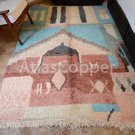 Pale antique style moroccan rug with colorfu l patterns C231312
