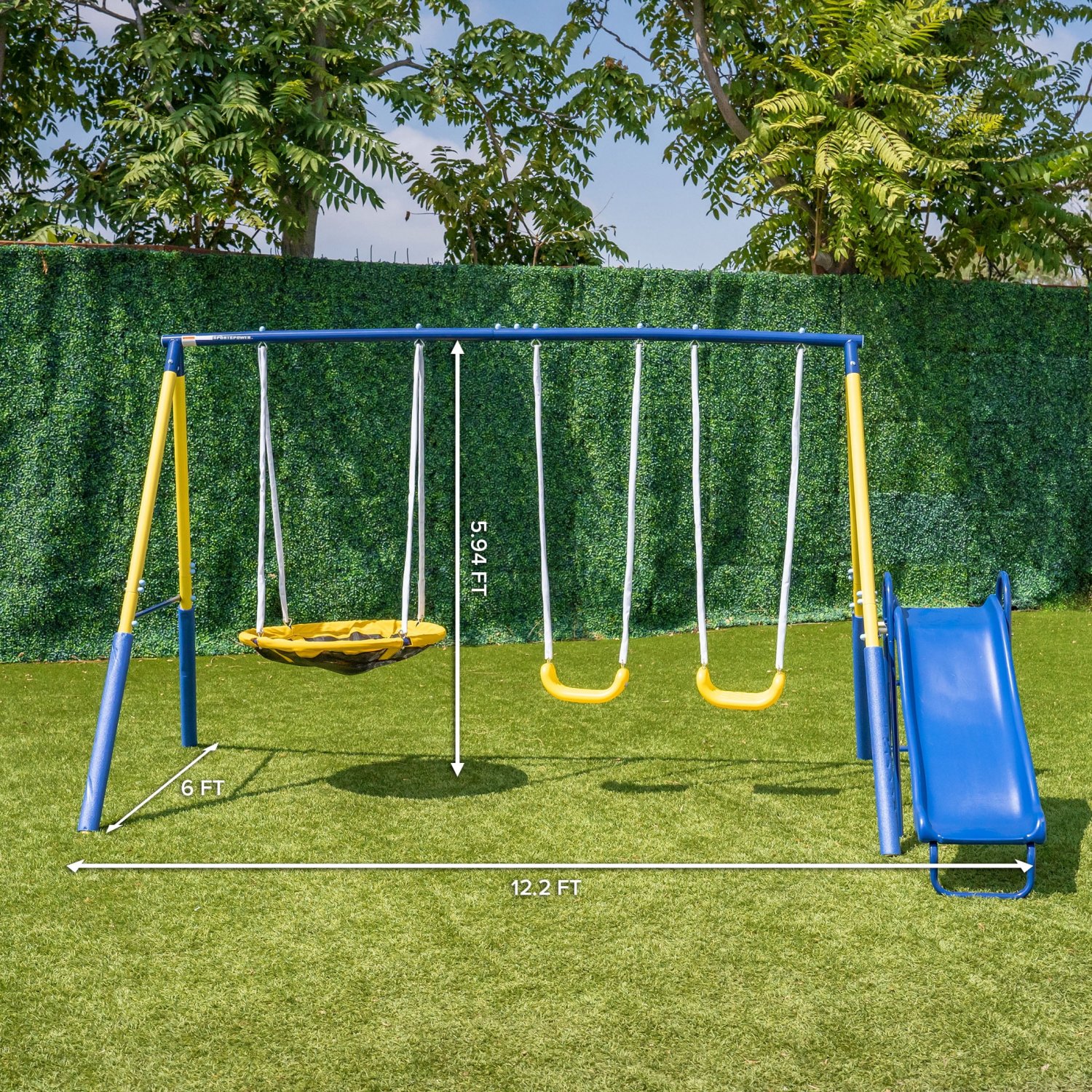 Sportspower Super Saucer Metal Swing Set With 2 Swings, Saucer Swing ...