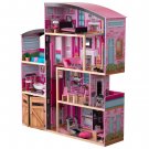 Shimmer Mansion Wooden Dollhouse, over 4 feet Tall, Lights & Sounds and 30 Pieces