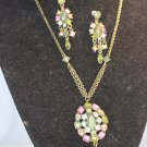 Faux gemstone necklace and earring set (8c)