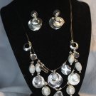 Silver circles necklace and earring set (10c)
