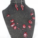 Red necklace and earring set. (11c)