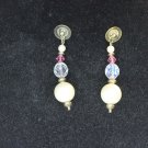 Pink Pearl drop earrings (108c)