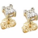 1/2 Carat Princess Cut Diamond Solitaire 14K Gold Stud Earrings