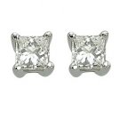 14K White Gold Princess Cut Diamond Stud Earrings