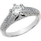 14K White Gold Round Created Moissanite & Diamond Engagement Ring