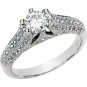 14K White Gold Round Created Moissanite & Diamond Engagement Ring