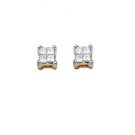 14K Yellow Gold Invisible Set Princess Cut Diamond Stud Earrings
