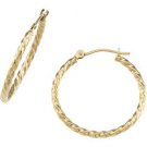 14K Yellow Gold Twisted Tube Hoop Earring