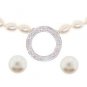 Freshwater Pearl Cubic Zirconia Sterling Silver Circle Necklace and Earrings Set