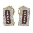 14K Yellow Gold Round Ruby & Diamond Earrings