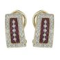 14K Yellow Gold Round Ruby & Diamond Earrings
