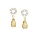 14K Yellow Gold Fancy Shape Citrine & Round Diamond Earrings