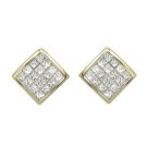 14K Yellow Gold Invisible Set Princess Diamond Earrings