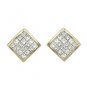 14K Yellow Gold Invisible Set Princess Diamond Earrings