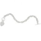 Sterling Silver Braided Bracelet with Dangling Heart