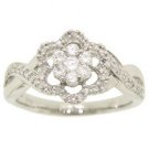 1/2 Carat Diamond 14K White Gold Flower Ring-Braided Band