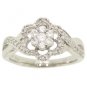 1/2 Carat Diamond 14K White Gold Flower Ring-Braided Band