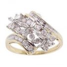 Diamond Gold Flower Cocktail Ring