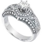 14K White Gold Created Moissanite & Diamond Engagement Ring