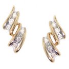 Yellow Gold Ribbon Earrings with Twelve Diamonds