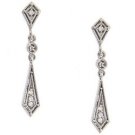 Sparkling Diamond 14K White Gold Dangle Earrings
