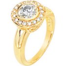 14K White Gold Created Moissanite & Diamond Engagement Ring