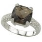 14K White Gold Smoky Topaz & Diamond Ring