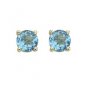 14K Yellow Gold Round Blue Topaz Stud Earrings