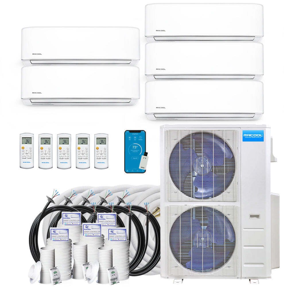 MRCOOL DIY Mini Split - 5 Zone Condenser + 5x 230V 9K BTU Wall Mount Air Handle