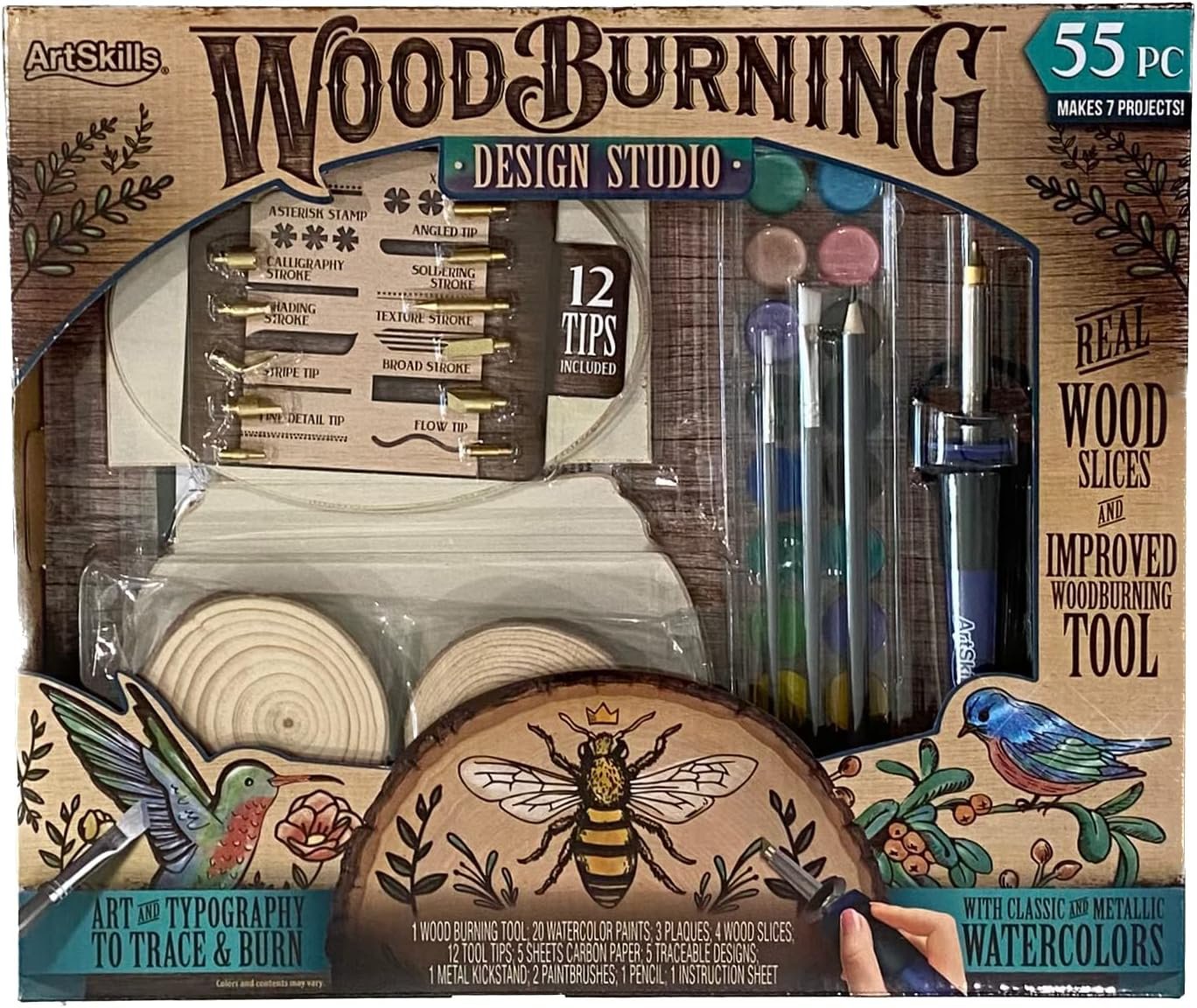 ArtSkills Wood Burning Kit, Design Studio 55-Piece Set