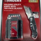 HUSKY Folding Utility Knife + 100 Blades