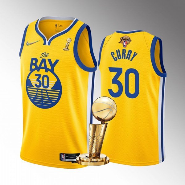 Golden State Warriors #30 Stephen Curry Gold 2022 Finals Champions ...