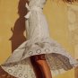 Summer New Women's Casual Puff Sleeve V-Neck White Belt Hollow Embroidery Dress