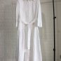 White Summer New Fashion Chic Long Sleeve Lapel Bow Knot Belt Cotton Embroidery Mid Length Dress