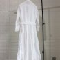 White Summer New Fashion Chic Long Sleeve Lapel Bow Knot Belt Cotton Embroidery Mid Length Dress