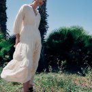 Temperament Casual Mid-Length V-Neck Loose Waist Floral Embroidery Linen Dress For Women