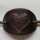 LEATHER OVAL STICK BARRETTE DRAGONFLY