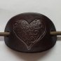 LEATHER OVAL STICK BARRETTE DRAGONFLY