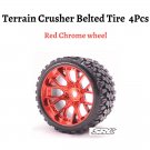 Sweep Racing SRC C1004RC Truck Terrain Crusher Belted Tire Red Chrome Wheel 4pc