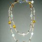 amber crystal beaded double strand necklace