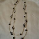 black streak glass beaded double strand necklace