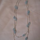 baby blue glass bead double strand necklace