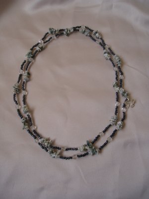 forest green shell double strand necklace