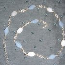 blue diamond glass bead and white beaded necklace