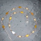 bronze leaf and ivory pearl necklace